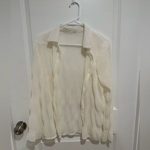 Off-white sheer textured button up from J.ING!